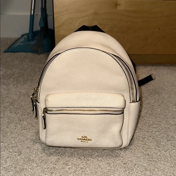 Coach Mini Charlie Backpack Cream Pebble Leather - Picture 1 of 5